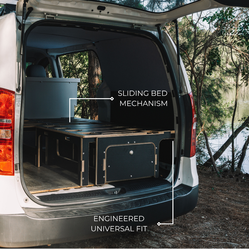 The Bed Box – Slide-Out Van Bed & Storage Kit | BOXED Fitouts