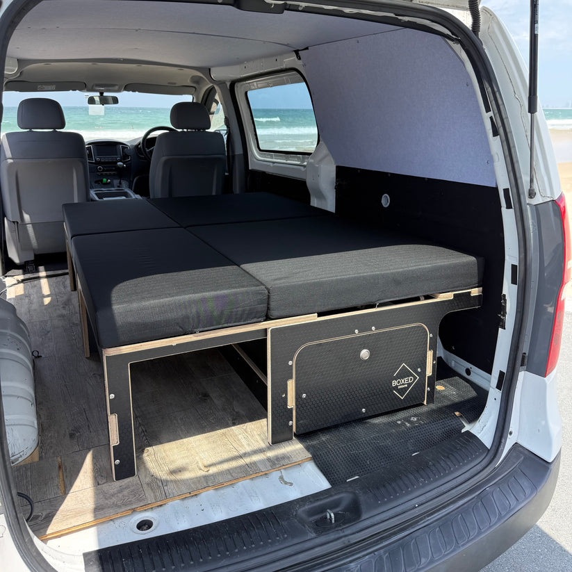 The Bed Box – Slide-Out Van Bed & Storage Kit | BOXED Fitouts